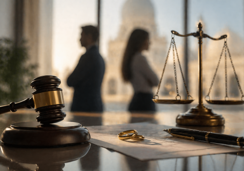 couple discussing legal separation after international marriage in UAE expat context